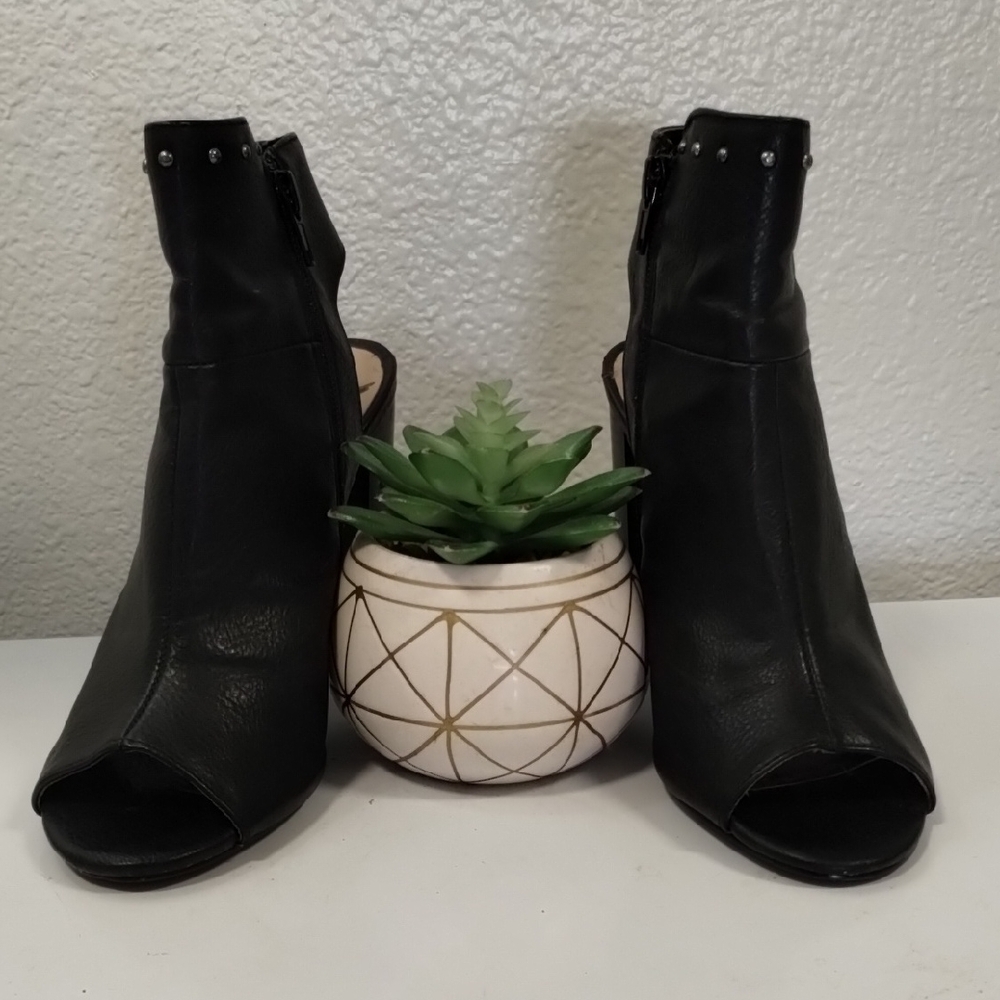 Penny Loves Kenny Black Peep-Toe Ankle Booties